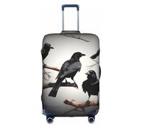 Tamiger Housse de protection universelle pour valise de voyage Motif corbeau sur une branche Noir, blanc, S, Organiseur de sac