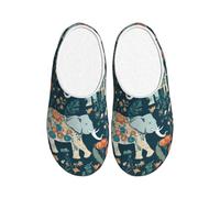 Tamiger Magnifique motif prairies avec éléphant floral imprimé chaussons attentionnés pour homme et femme intérieur avec de jolies chaussures respirantes