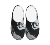 Tamiger Noir Blanc Marbre Imprimé Chaussons Réfléchisés pour Femmes Hommes Intérieur Extérieur avec Chaussures Mignon Respirant Usure