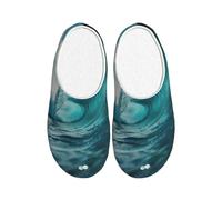 Tamiger Ocean Green Wave Surf Imprimer Pantoufles Réfléchisées pour Femmes Hommes Intérieur Extérieur avec Chaussures Mignon Respirant Usure