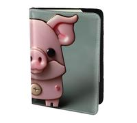 Tamiger Pink Pig Portefeuille unisexe pour passeport 14 cm, Noir , Taille unique