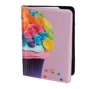 Tamiger Portefeuille unisexe pour passeport et documents de voyage Motif cupcakes colorés arc-en-ciel 14 cm, Noir , Taille unique