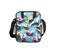Tamiger Sac à déjeuner isotherme transparent en papier origami imprimé grues pour le quotidien, le bureau, les voyages, les pique-niques