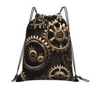 Tamiger Sac à dos léger et pliable avec cordon de serrage imprimé engrenages steampunk cool sac de sport de plein air entraînement voyage yoga, blanc, One Size, Classique