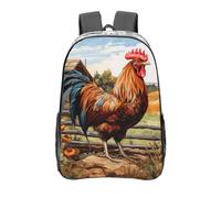 Tamiger Sac à dos transparent avec motif coq sur bois dans les terres agricoles, sac à dos d'école, voyage, pour garçons et filles, pour ranger des manuels et des cahiers