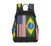 Tamiger Sac à dos unisexe léger imprimé États-Unis Brésil Sac à dos imperméable Voyage décontracté Sac de voyage Sac à dos de voyage Sac à dos