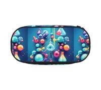 Tamiger Trousse à crayons avec illustration abstraite, science, chimie, impression 3D, fonctionnalité, rangement d'école, étudiants, garçons, filles, usage quotidien, pratique, Noir , Taille unique