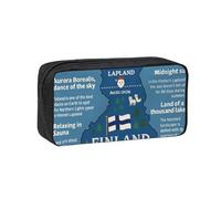Tamiger Trousse à crayons spacieuse unisexe avec carte de la Finlande avec divers motifs imprimés de prouesses Grande capacité Pochette de rangement pour le transport quotidien