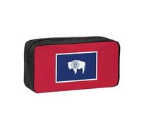 Tamiger Trousse à crayons spacieuse unisexe avec imprimé drapeau de l'État du Wyoming - Grande capacité - Pochette pour le transport quotidien