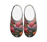 Tamiger Tulip Garden Print Pantoufle réfléchie pour femmes hommes intérieur extérieur avec chaussures mignonnes respirant usure