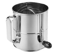 Tamis à farine - 19,7 x 16 x 18 cm - Tamis à farine à manivelle argentée en acier inoxydable - Design de tasse - Filtre à mailles fines | Tamis de cuisson pour gâteaux, pâtisseries,