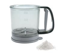 Tamis à farine à double couche en maille fine pour la cuisson, tamis en plastique de 1,5 tasse pour sucre en poudre avec plateau, passoire à pression à une main pour gâteaux de cuisine