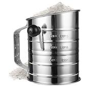 Tamis à farine en acier inoxydable 3 tasses avec agitateur 4 fils rotatif de farine tamis à sucre avec écran en maille fine 3 Cup