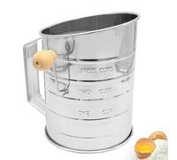 Tamis à Farine en Acier Inoxydable, Saupoudreur de Sucre en Poudre, Moulin à Sucre en Poudre en Acier Inoxydable Tamis à Sucre en Poudre à Une Main Fin pour un Tamisage Rapide et une Marque de Mesure