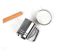 Tamis à farine manuel en acier inoxydable, agitateur à farine à une main à double couche avec poignée pour outil de cuisson de cuisine de cuisine de farine de tapioca de sucre de noix de coco