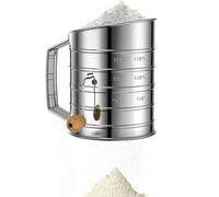 Tamis à farine - Plumeau rotatif à manivelle en acier inoxydable pour farines et farines - Passe au lave-vaisselle - Outil de tamisage en poudre pour pâtisseries, gâteaux, desserts,