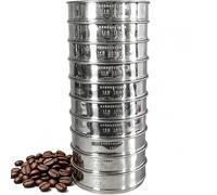 Tamis à Grains De Café En Acier Inoxydable, Ensemble De Tamis De PréCision Avec Couvercle InféRieur, Mailles 12 à 21 - 10 Tailles, DiamèTre 20 Cm, Durable, IdéAl Pour La Maison Et Les CaféS