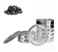 Tamis À Gravier Standard, Tamis À Pierre de Test de Laboratoire avec Fond + Couvercle, Acier Inoxydable, Ouverture de Trou Carré, Diamètre 30 Cm, Tamis À Saleté pour Usine/Laboratoire A