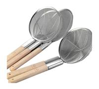 Tamis Cuisine 1 passoire à frites en acier inoxydable, grande et longue, avec poignée en bois(14cm)