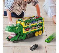 Tamis de dinosaures pour garçons, jouet de camion de dinosaure - Véhicule pliable Toy Dinosaur Transport Truck,Transformez le jeu de jeu avec une piste de course transportée de voitures pour les garço