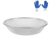 Tamis de Jardin Rond 30cm en Acier Inoxydable pour Terre | Compost et Semis, Filtre Rapide, avec Moufles, Adapté au Seau de 5 Gallons, Métal et Caoutchouc
