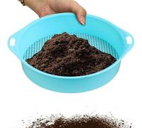 Tamis de jardin rond Ridge, tamis de sol de jardinage tamis de sol en plastique pour le compost graines de jardinage bac tamis de sol 3mm tétraèdre trou portable tamis de sol (bleu)