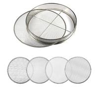 Tamis de Jardinage, Poêle de Tamisage en Acier Inoxydable de 40cm et 4pcs de Mailles de 0,7/2/3/6mm Tamis Jardinage Tamis de Terre Tamis de Jardin de Saleté Tamis de Sol