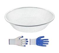Tamis de roche en acier inoxydable - tamis sale avec des gants | Tamis de sable léger pour le jardinage | Granulés Sifter & Rock Sterinter pour seau de 5 gallons | Séparateur de sol