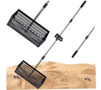 Tamis de sable pour la plage, râteau aux puces de sable, râteau qualité commerciale avec une longue poignée ergonomique et des dents requin, pour collecter les puces et les coquillages