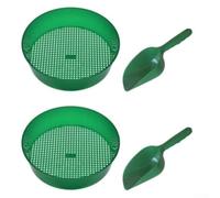 Tamis de sol de jardin avec 2 pelles en plastique, kit d'outils à main 4 pièces pour les pierres de la saleté, tamis efficace du sol pour les tâches de plantation, agriculture et jardinage à domicile