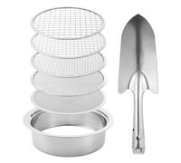 Tamis de sol de jardin - Tamis de sol en acier inoxydable, filtre à sable robuste, outil de criblage du compost | 5 tamis en maille interchangeables 1/3/6/9/12 mm avec kit de pelle pour la saleté, les