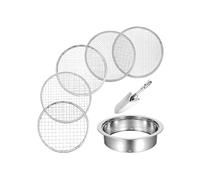 Tamis de Sol en Acier Inoxydable 5 en 1 démontable pour Compost, Filtre à impuretés de Jardin, 5 Mailles 1 3 6 9 12 mm, kit avec Pelle INOX, Outil de Jardinage Polyvalent pour Potager et semis