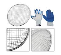 Tamis de sol en fer galvanisé pour seaux de 2 mm/6 mm/10 mm triple taille pour compost, sable, roches, saleté, comprend une paire de gants de jardinage antidérapants