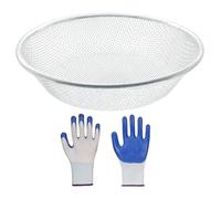 Tamis de sol pour jardinage, tamis à engrais, tamis à gravier en acier inoxydable avec gants, tamis à granulés léger, tamis de jardin, passoire de sol et roche pour seau de 5 gallons