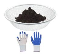 Tamis de sol, tamis d'engrais - Tamis à saleté en acier inoxydable pour pierres et gants - Tamis à granulés, tamis à sable léger, seau de 5 gallons - Utilisation sur roche