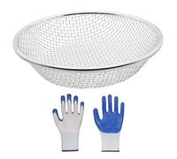 Tamis de terre de jardin - Passoire à gravier en acier inoxydable, tamis à roche, tamis à compost avec gants, filtre à granulés léger pour jardiniers, tamis à terre pour seau de 5 gallons, facile