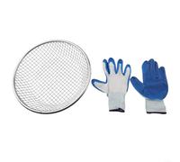 Tamis en acier inoxydable pour compost, sable, terre, horticulture, tamis à compost avec maille de 2 mm, 6 mm, 10 mm, convient pour seau de 5 gallons, gants de jardin, tamis de terre, tamis de jardin