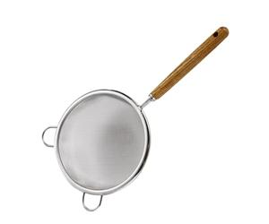 Tamis en métal - Tamis à quinoa extra fin - Filtre à mailles fines - Passoire en acier inoxydable à double oreille avec manche en bois - Tamicil à farine de cuisine pour cuisiner des pâtes et des