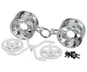 TAMIYA 300050673 Lot de 2 Jantes 5 Rayons pour modélisme 30 mm Chromé/Blanc