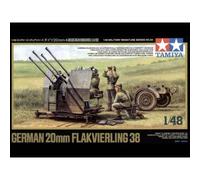 Tamiya 32554 Flakvierling 38 1/48 : Canon Quadruple 20 Mm Détaillé Avec Remorque