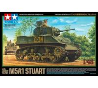 TAMIYA 32606 1:48 US M5A1 Stuart Light Tank (1) - Kit de modèle, kit en Plastique, kit de Montage, réplique détaillée, Moyen, Vert