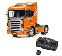 Tamiya 56338 1:14 RC Scania R470 Orange - Camion Bundle avec télécommande (KO 8 canaux MC-8 MX-F TR Set 2,4 G), Camion télécommandé, modélisme, kit de Construction, Camion, modèle