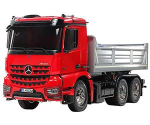 TAMIYA 56361 Mercedes-Benz 1:14 MB Arocs 3348 Rouge/argenté Kipper - Kit à Assembler - Camion radiocommandé, Camion, Jouet de Construction, modélisme, Bricolage