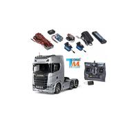 Tamiya Camion Scania 770 S V8 6x4 1/14 Aluminium Brillant TS-17 + Truck-Set Carson