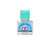 Tamiya Extra Thin Ciment Colle Extra Fluide à Faible Odeur pour Modélisme, 40 ml, avec Pinceau Intégré pour Styrène et ABS