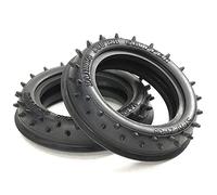 TAMIYA Lot de 2 pneus de poussette 2WD Rib-Spike 60/20 avant | Accessoires de voiture RC 1:10#54896