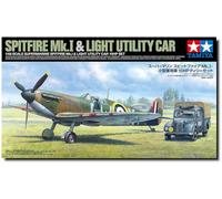 TAMIYA - Maquette Avion Supermarine Spitfire Mk.i & Light Utility Car 10hp Tilly Set 25211| 1:48 Maquette Char Promo