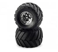 TAMIYA 309805619 - Pneu avec Jantes, Gauche et Droite, arrière, Accessoire de modélisme, Noir