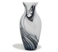 Tammaro Home Vase amphore en Verre de Murano Satin Blanc avec veines Noires