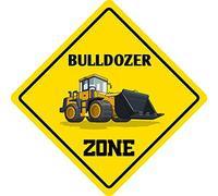 TammieLove Bulldozer Zone Drôle de Métal Nouveauté Plaques et Signes Extérieur Drôle Métal Plaque 12X12"